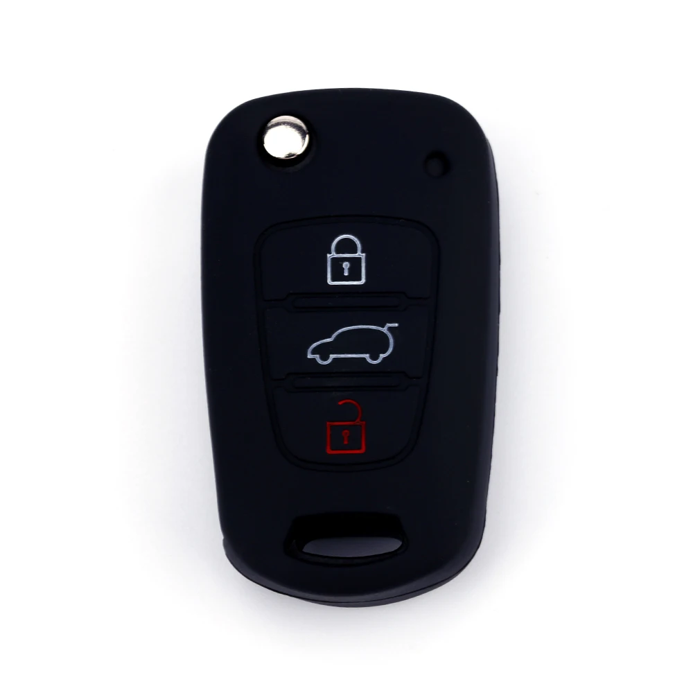 Funda de silicona para llave de coche con 3 botones para Kia RIO K2 K5 Sportage Sorento Flip para Hyundai i20 i30 i35 iX20 iX35 Solaris Verna