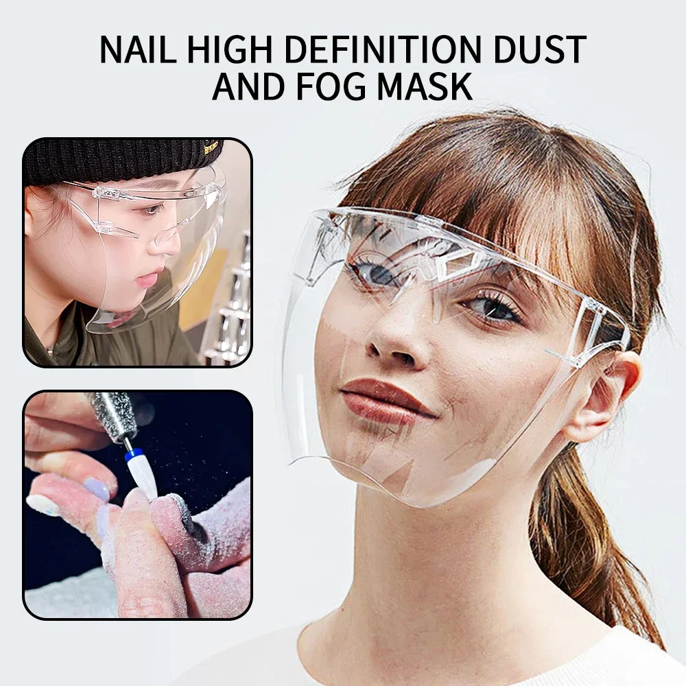 1 pz Full Face maschera protettiva antiappannamento trasparente ad alta definizione antispruzzo occhiali ad alta trasparenza strumento per Nail Art