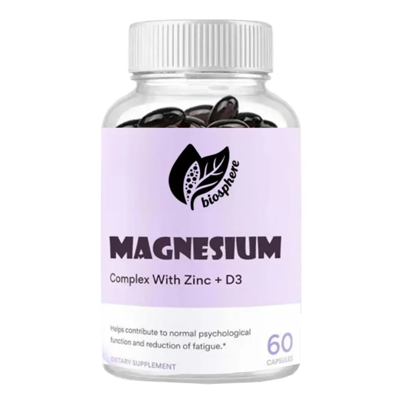 

Magnesium Glycine Contains Citric Acid, Malate, Zinc, High Absorption and Pure Formula, Used for Muscle Relaxation, 60 Capsules