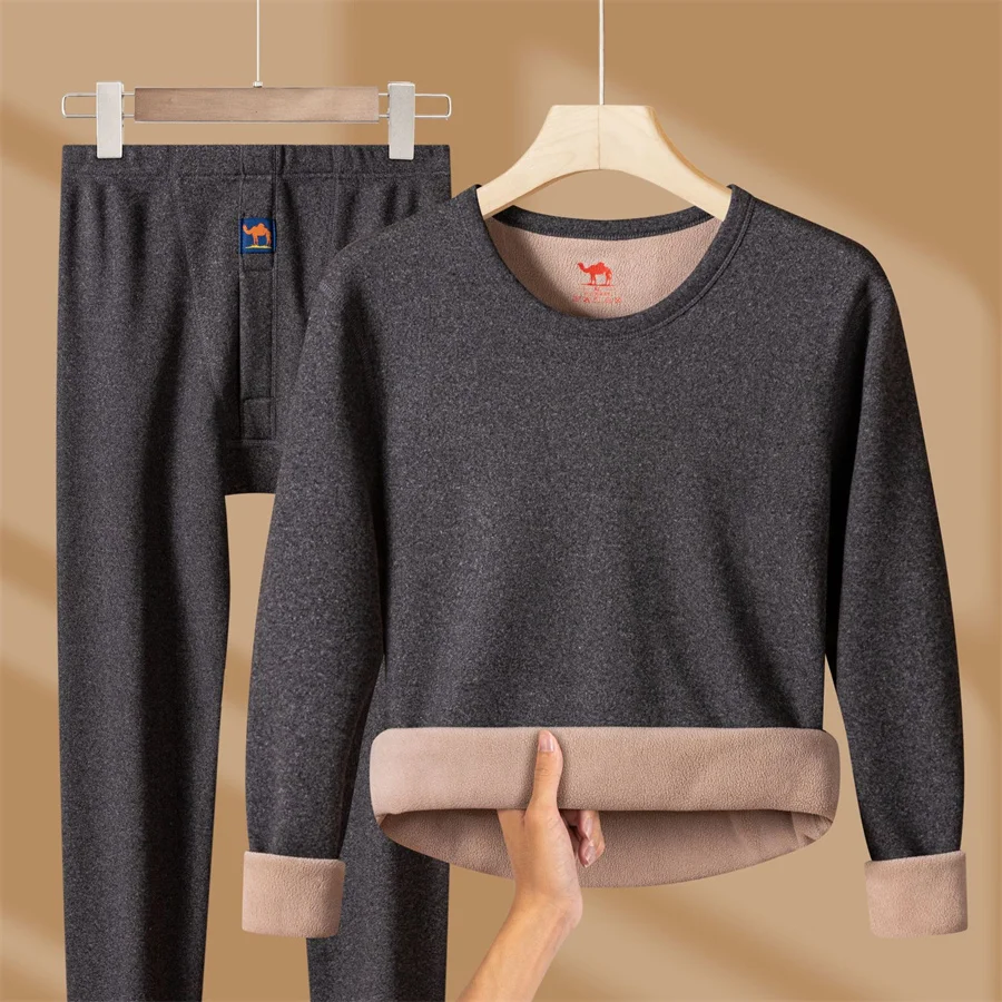 

Winter Thermal Underwear Sets Men Fleece Thermo Long Johns Fleece Tops and Pants Set Indoor Casual Clothing Pajamas Suit 4XL