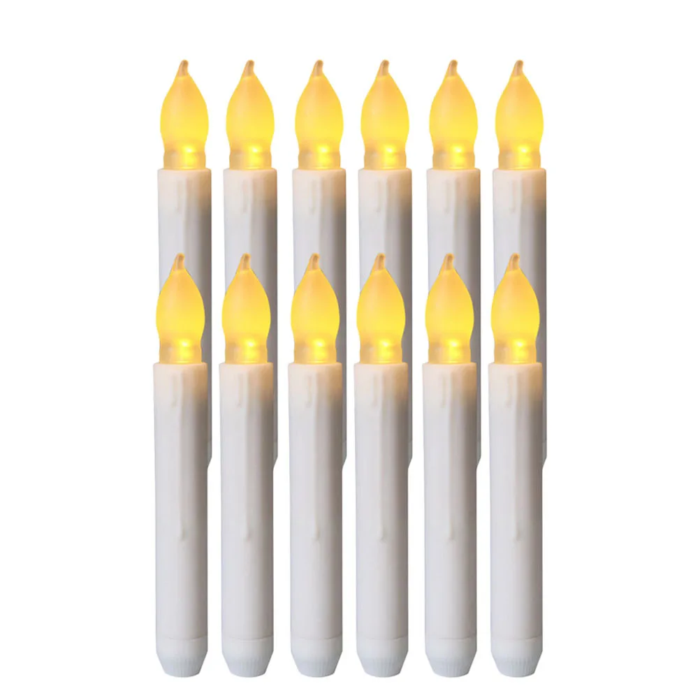 12pçs 2x16.5cm led velas de natal luz eletrônica sem chama velas de cera cintilante para decorações internas