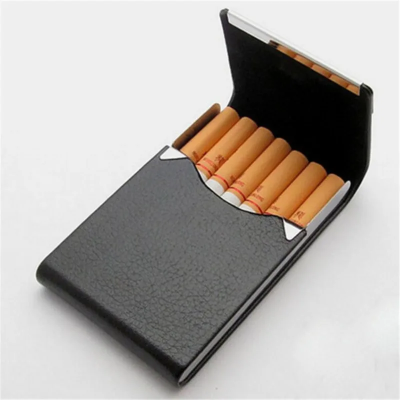 Multifunction Stainless Steel Cigarette Case PU Cigar Storage Box Tobacco Holder 1 PC Card Cases Smoking Accessories