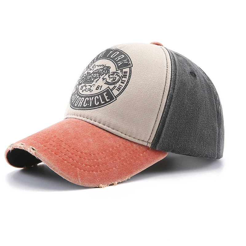 New Fashion Letter Print Snapback Washed Cotton Baseball Cap Men Women Patchwork Hip Hop Caps Outdoor Spring Summer Sun Hat