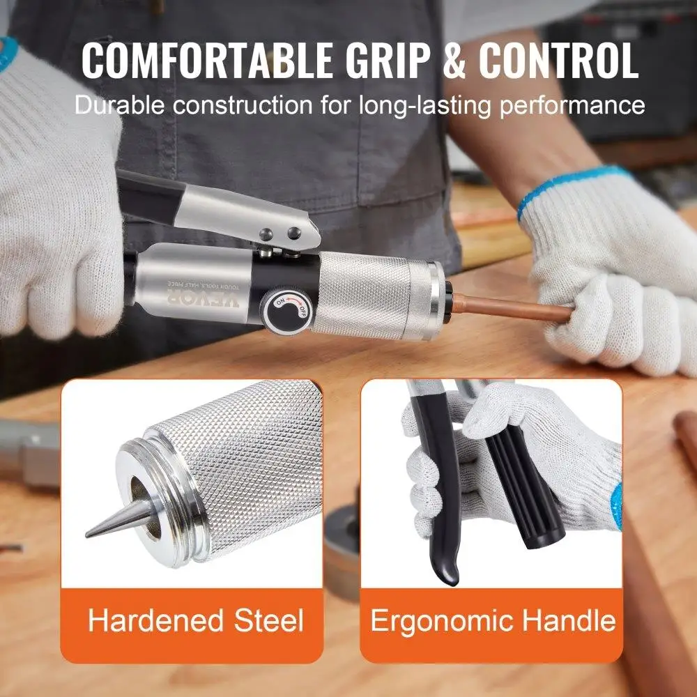 Hydraulic Tube Expander, 3/8" to 1-1/8" OD, HAVC Hydraulic Swaging Tool with 7 Pipe Expander Heads, Deburring Tool, Pipe Cutter