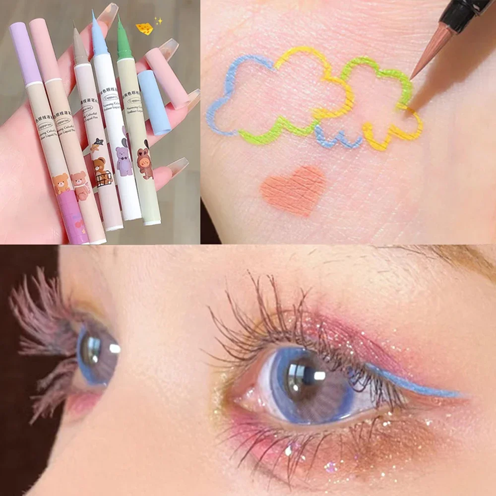 Penna per Eyeliner liquido Quick Dry Lasting Blue Purple Black Brown Pink Color Waterproof Non sbavature Neon Eye Liner matita trucco per gli occhi