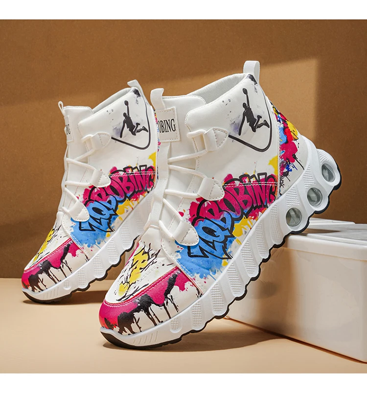 Frühling und Herbst Neuer Stil Farbblockierende Trendige Laufschuhe, Übergrößen Herrenschuhe, High-Top Dicksohlige Freizeitschuhe, Vielseitige Sportschuhe – Detail 25