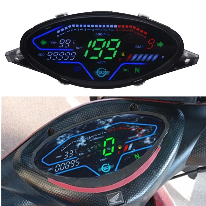 New LED Digital Motorcycle Speedometer RPM Dashboard For BIZ100 biz100 C100 Colombia,Brazil tablero velocimetro