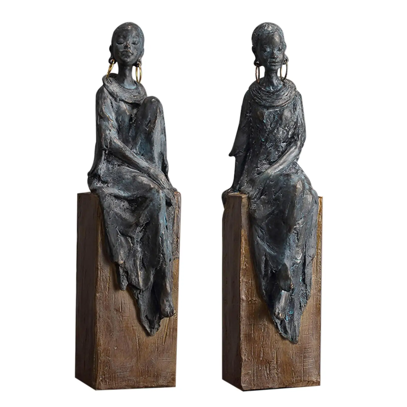 African Statues Figurines Women Figure for Living Room Desktop Decorations