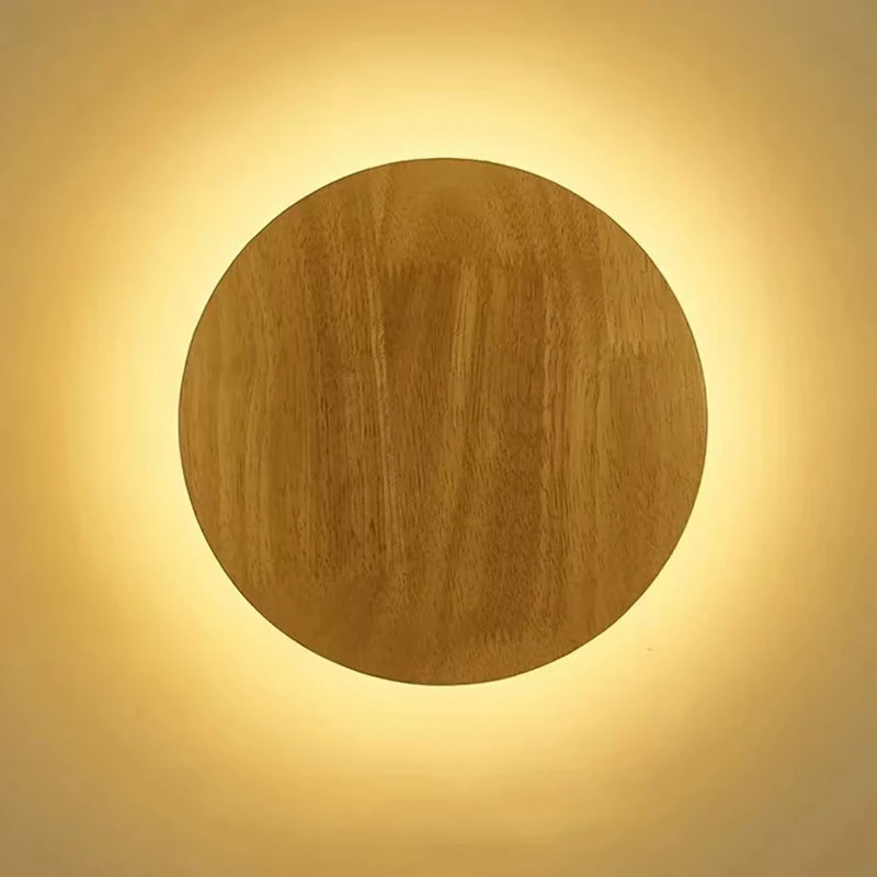 Nordic LED Wooden Wall Lamp Personalized Bedroom Children's Room Living Room Wall Light Modern Minimalist Hallway Bedside Lamps