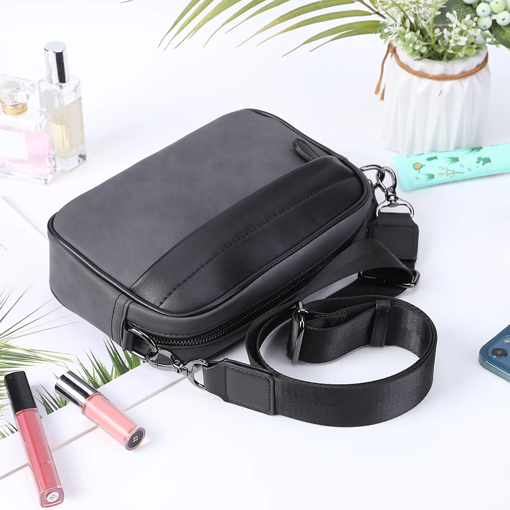 

Casual Business Shoulder Bag for Men PU Leather Messenger Bag Wide Strap Crossbody Bags Classic Plaid Designer Male Sling Bags
