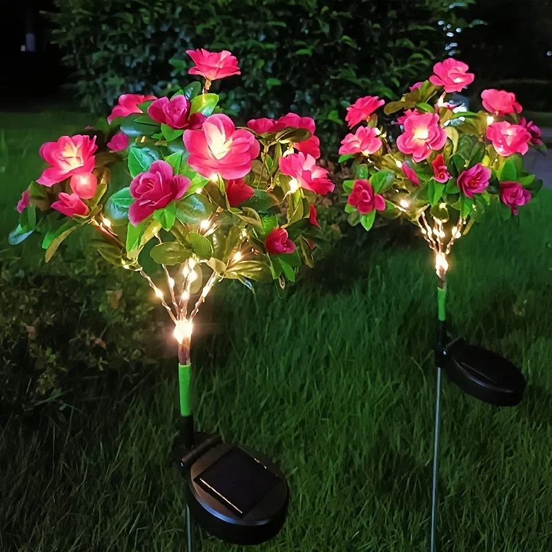 

Nice LED Solar Azalea Flowers Garden Lamp Home Decorative Light Landscape Orchid Rose LampYard Lawn Path Holiday Wedding Lights