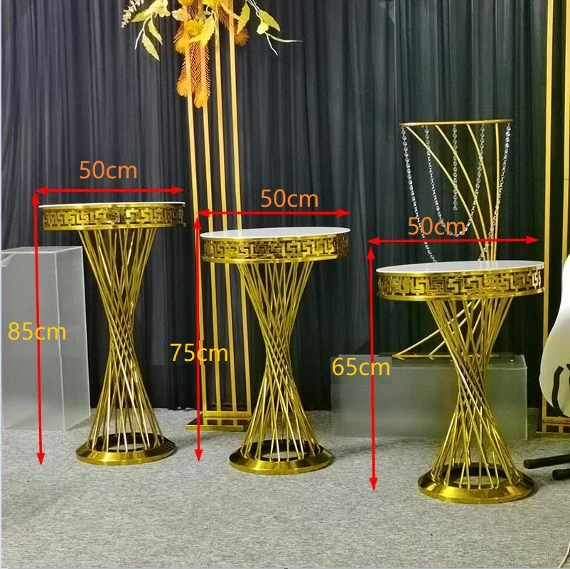 

New Gold Round Cylinder Pedestal Display Art Decorate Cake Rack Plinths Pillars For DIY Party Wedding Banquet Decorations Holida