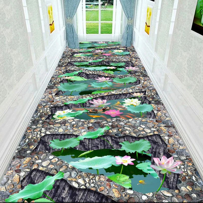 Cyberpunk Neon Galaxy Universe Runner Rug Planets Space Corridor Floor Mat