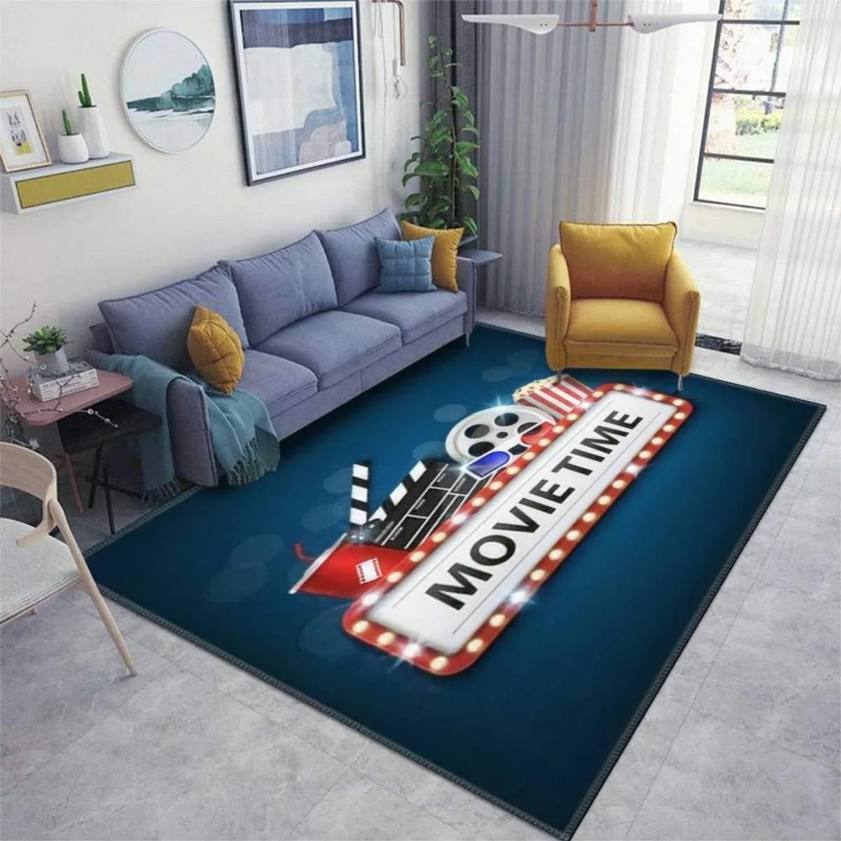 Vintage Cinema Home Movie Theater Modern Area Rugs Soft Floor Mat Non-Slip Carpets Indoor Decorative Living Room Bedroom Doormat