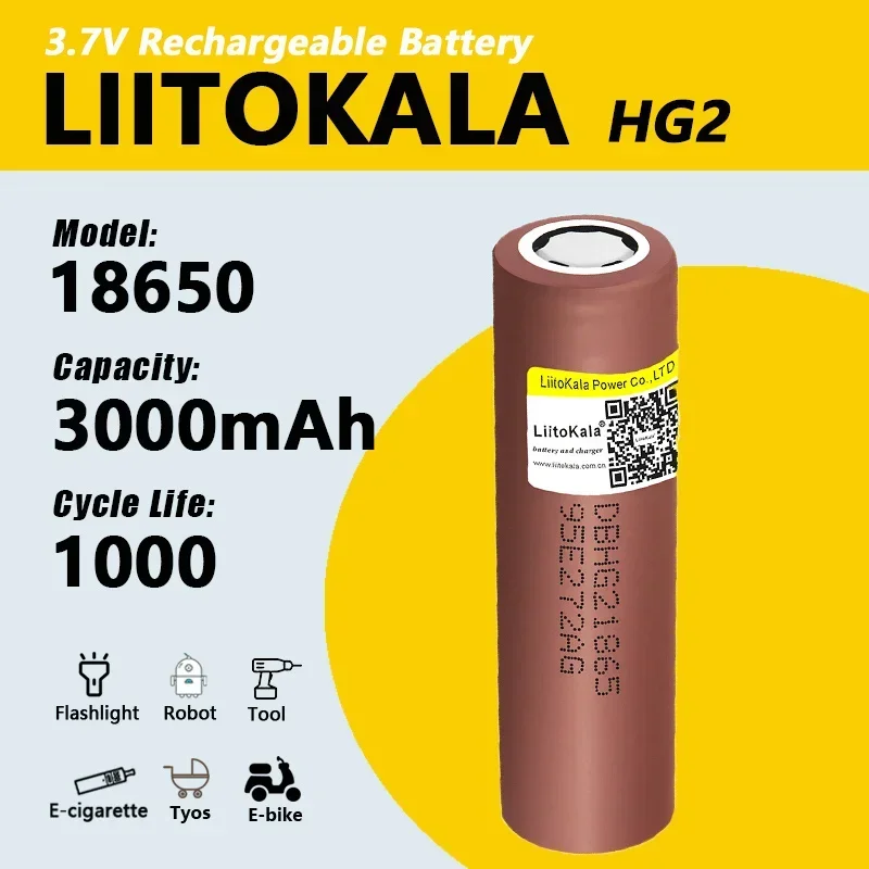 14250pcs LiitoKala HG2  3.7v 18650 3000mAh Lithium Rechargeable Batteries Continuous Discharge 30A For Drone Power Tools