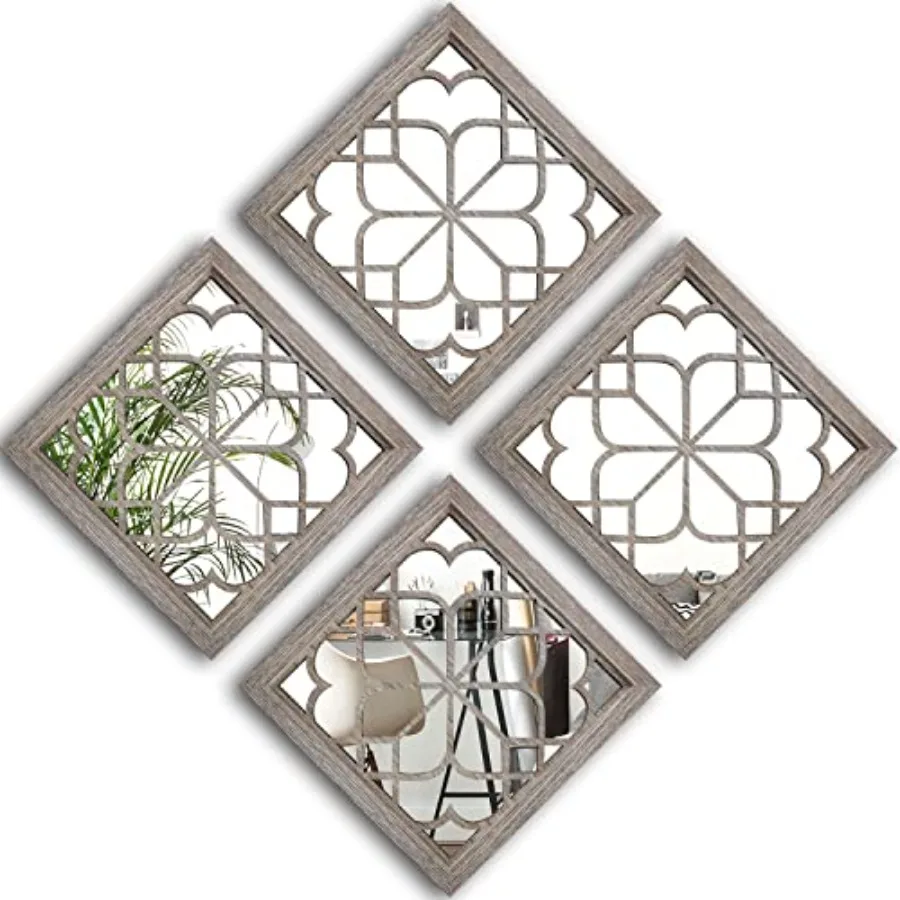 

Set of 4 Mirrors Square Wall Mirror, Gorgeous Rustic Farmhouse Accent Mirror, Color Entry Mirror for Bathroom Renovation, Bedro
