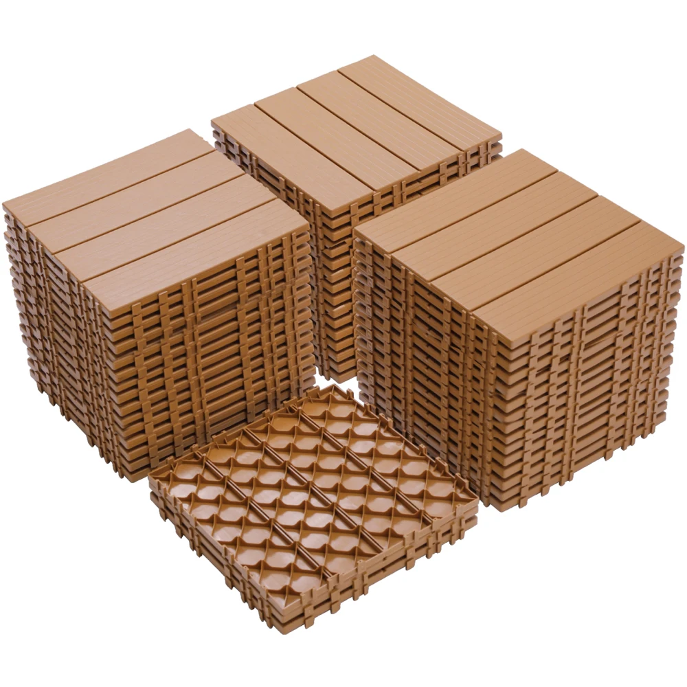 Plastic Interlocking Deck Tiles, 12.00