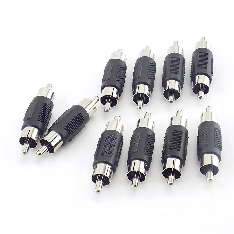 

10pcs/lot Video Adapter RCA Male to Male Connector RCA Coupler Plug Audio Adapter for CCTV Camea Microphone Cable Connection L1