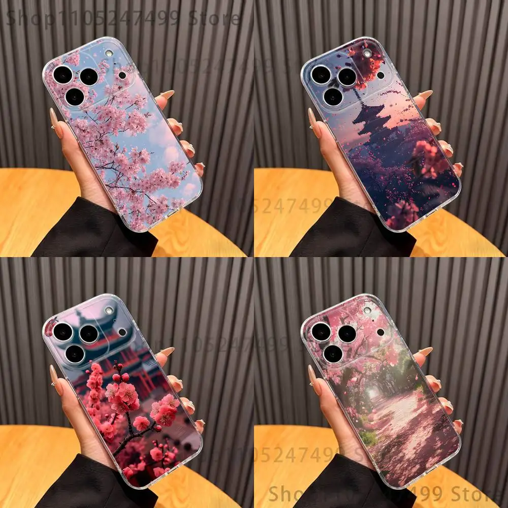 

Japanese cherry blossoms Phone Case iPhone17 16 15 14 13 12 11 Pro Max Plus Mini Clear Full Back Cover Silicone Soft Shell