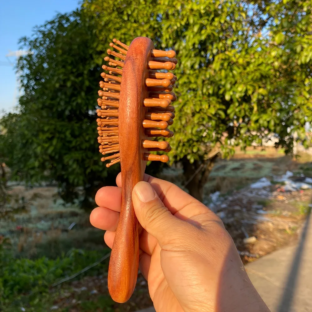 Wooden Hair Comb Scalp Massager Brush Meridian Tool Natural Wood Anti Static Detangling Head Relaxation Stress Relief Women Gift