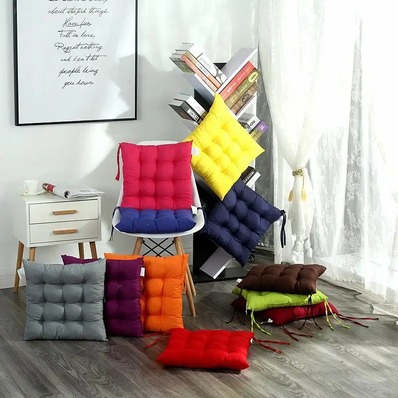 New 40×40 cm Soft Sanded Seat Pad 2026 Chair Cushion With Fixing Ties Comfortable Sitting Mat Home Office Kitchen Accessory