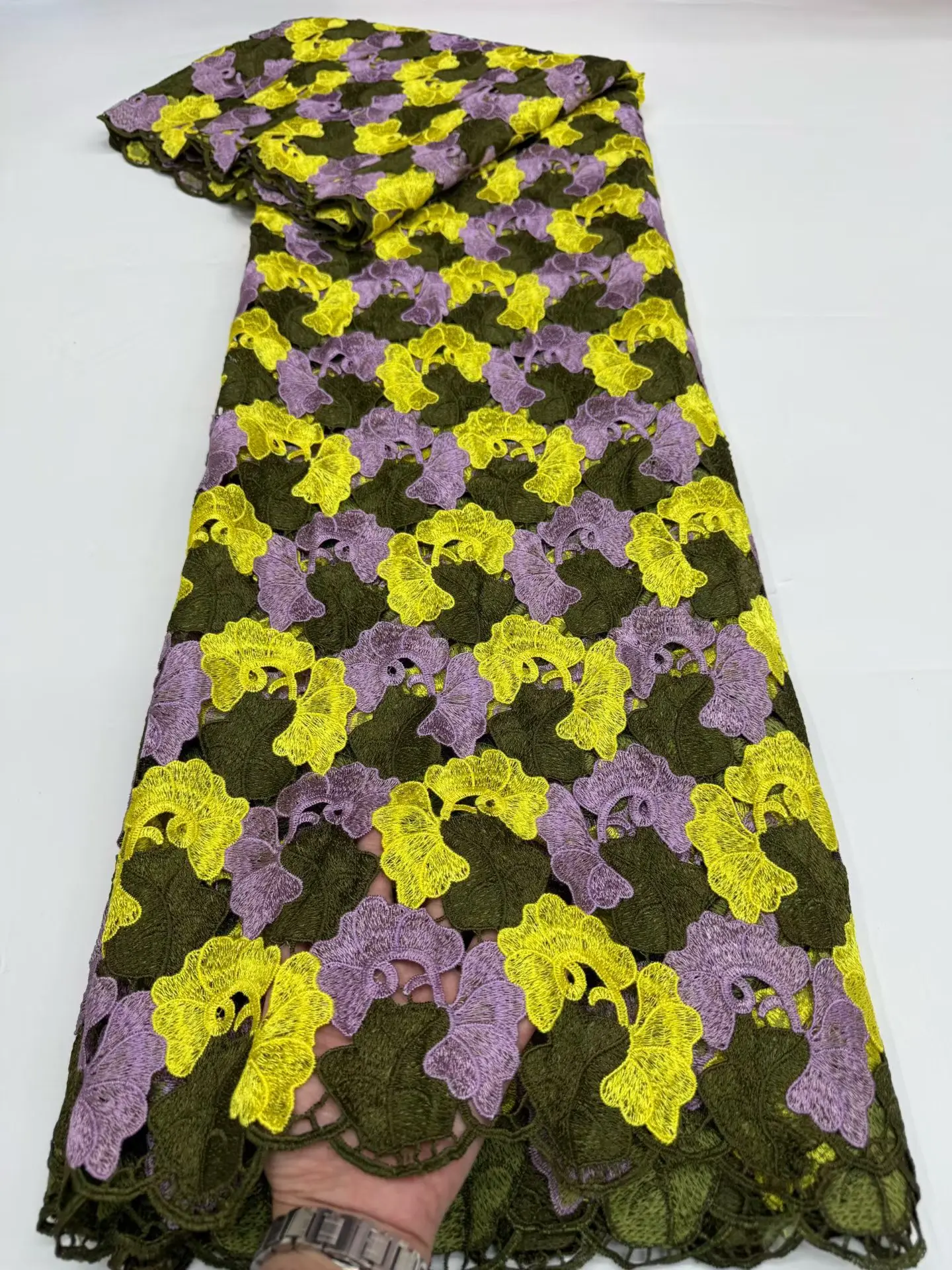 5Yard African Milk Silk Cord Lace Fabric, Water Soluble, Nigerian Guipure Cord Lace for Sewing, High Quality, 2025 Latest H102-1