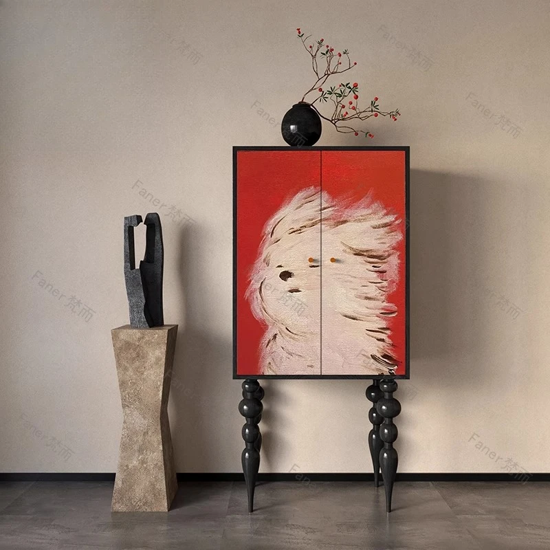 

Faner Modern Simple Solid Wood Tall Cabinet Living Room Double Door Storage Cabinet Locker Side Cabinet Household Locker