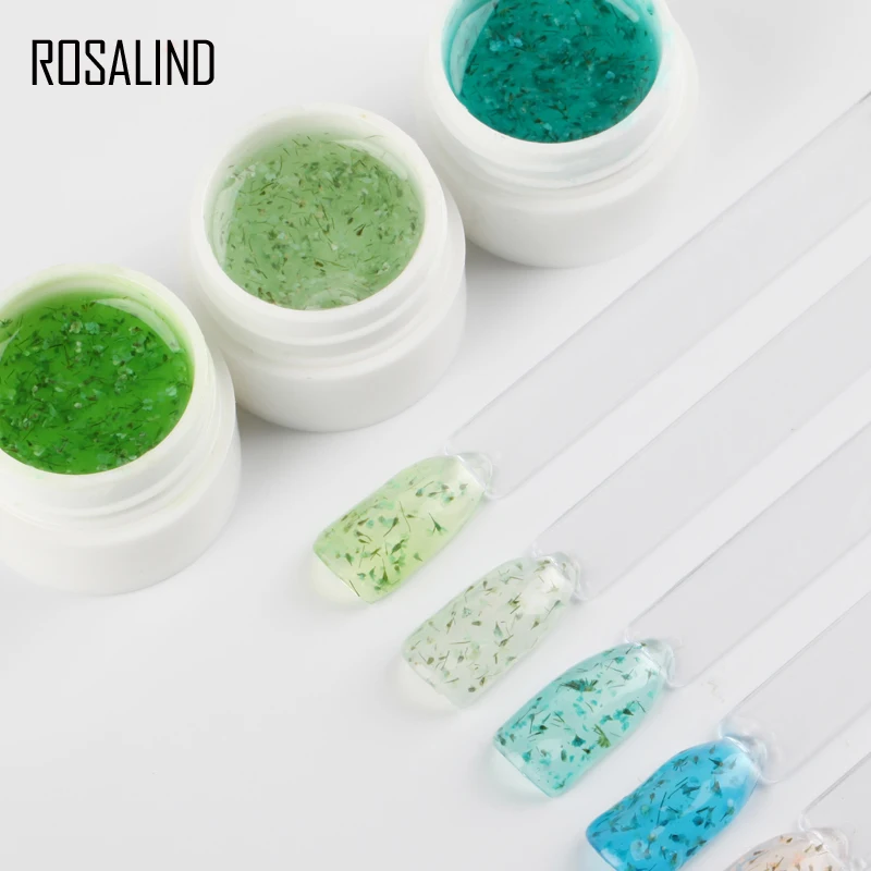 ROSALIND DIY Nail art Getrocknete Blume Gum Gel Nagellack Hybrid Lacke Permanent Farbe Blume Gel Benötigen Basis Und Top mantel 5ml