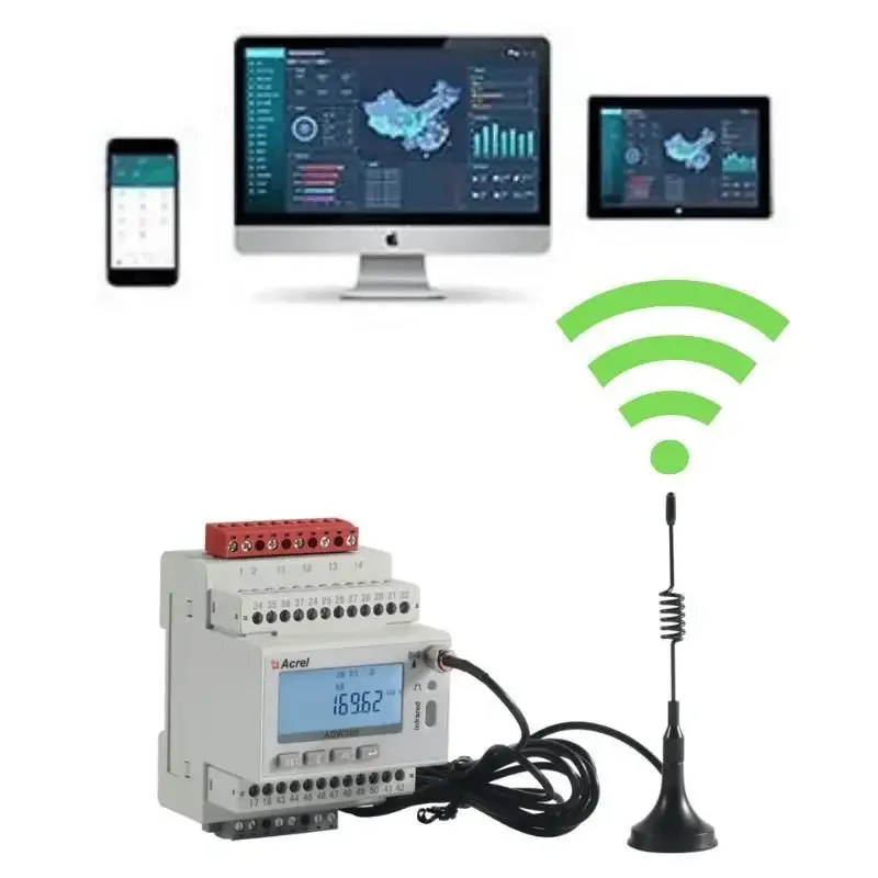 Compteur d'énergie électrique Souverain H, V, A, Hz, Rs485, 4P, triphasé, rail DIN, triphasé, 4 fils, consommation d'énergie en watt, LCD