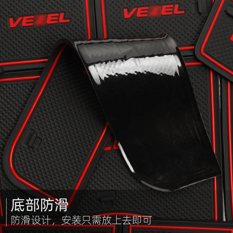 For Honda VEZEL 2015-2022 Car Interior Door Groove Mats Gate Slot Pad Non-slip Cup Mat Accessories Cover