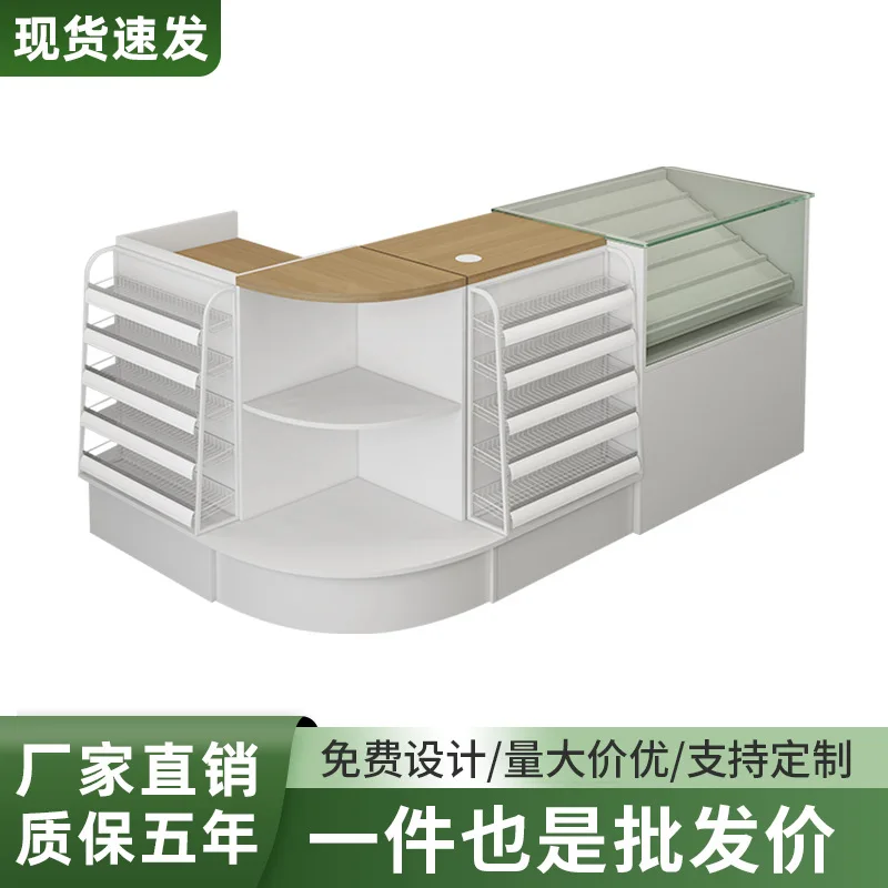 Convenience store cashier, supermarket cigarette cabinet, tobacco specialty counter, sintered stone minimalist, modern