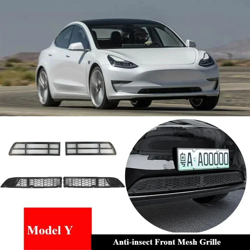 Anti-insect Front Mesh Grille Mesh For Tesla Model Y 2021-2024 Accessories Air Inlet Vent Cover Grille Guards Protector Cover