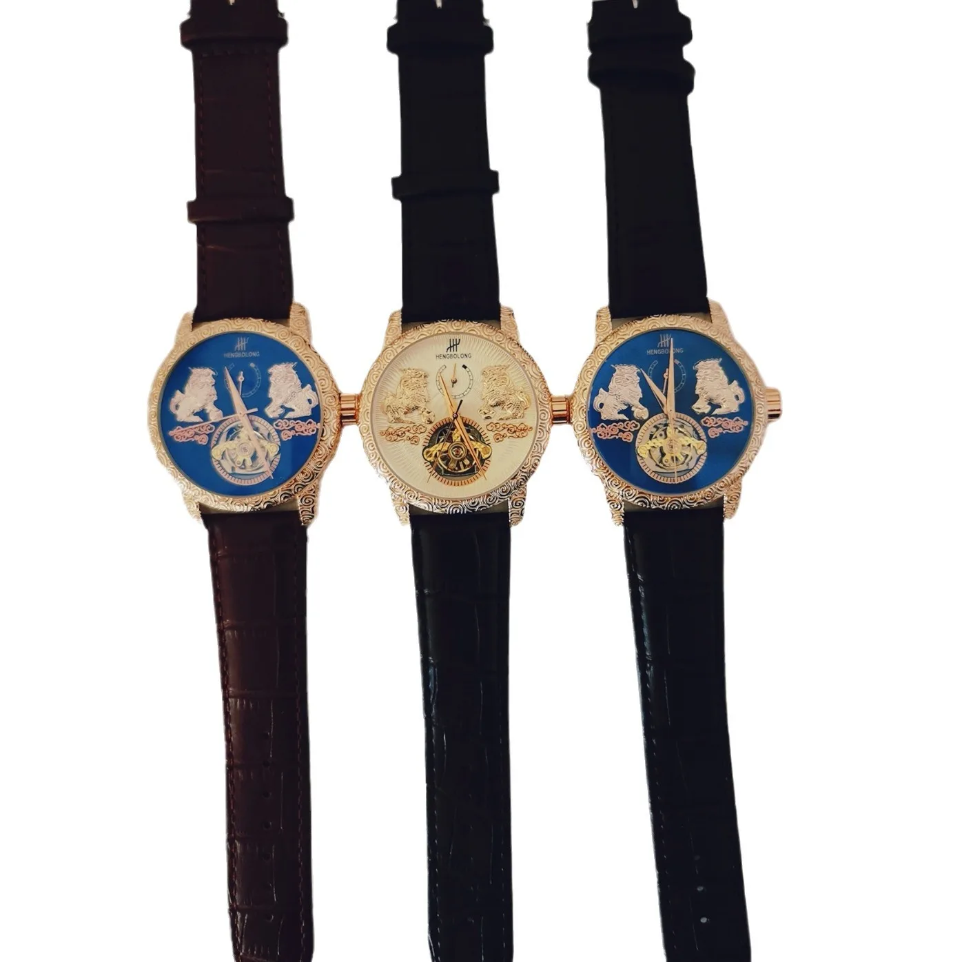 Double Unicorn Tourbillon Mechanical Large Plate Men's Watch Luminous Retro Automatic