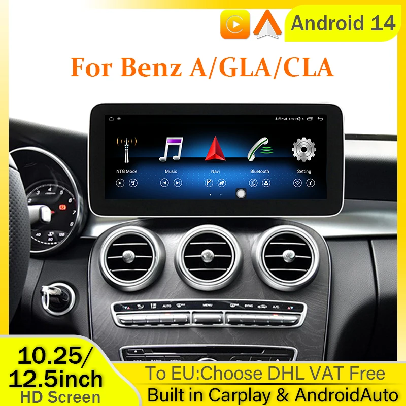 Android14 GPS Navigation Car Video Radio Stereo Multimedia Player Touch Screen For Mercedes Benz A/GLA/CLA Class Carplay Auto 4G