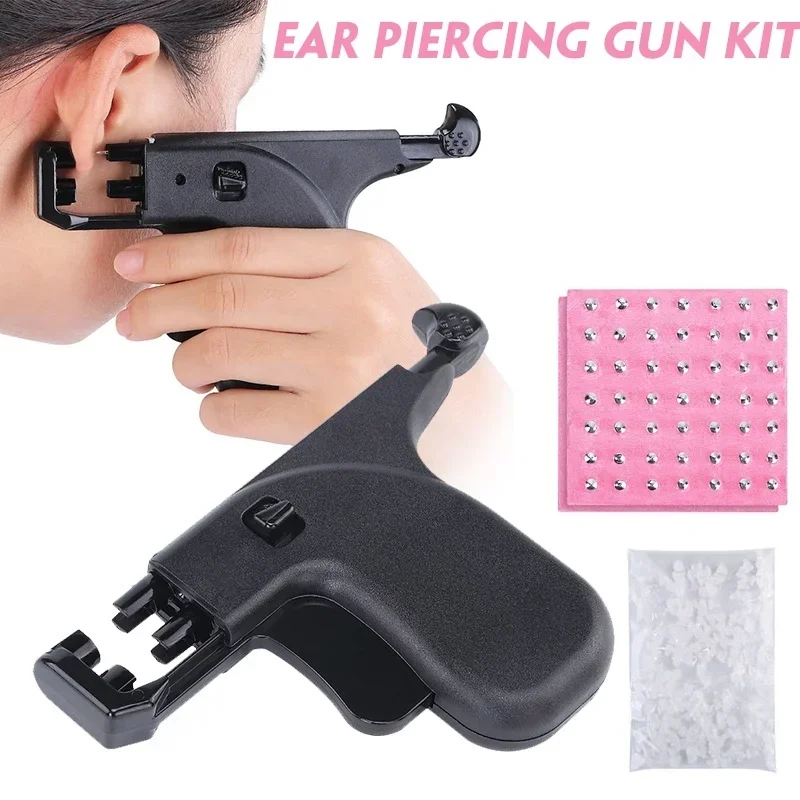 Professional Ear Piercing Gun Tool Set 98pcs Ear Studs Steel Ear Nose Navel Body Piercing Gun Unit Tool Kit Safety Pierce Tool #