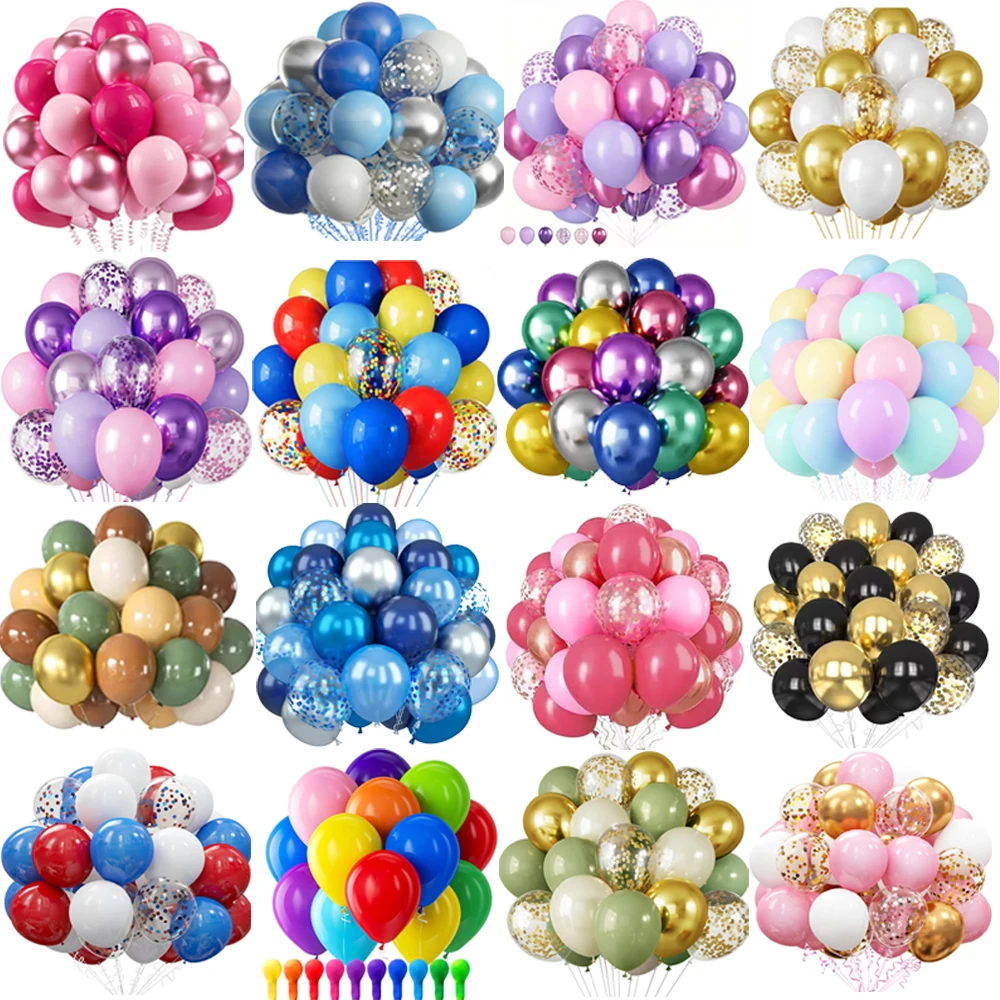 30 Globos de látex cromado, Globos de helio con confeti dorado y perla rosa, azul, para cumpleaños, boda, Baby Shower, Globos, decoración de fiesta