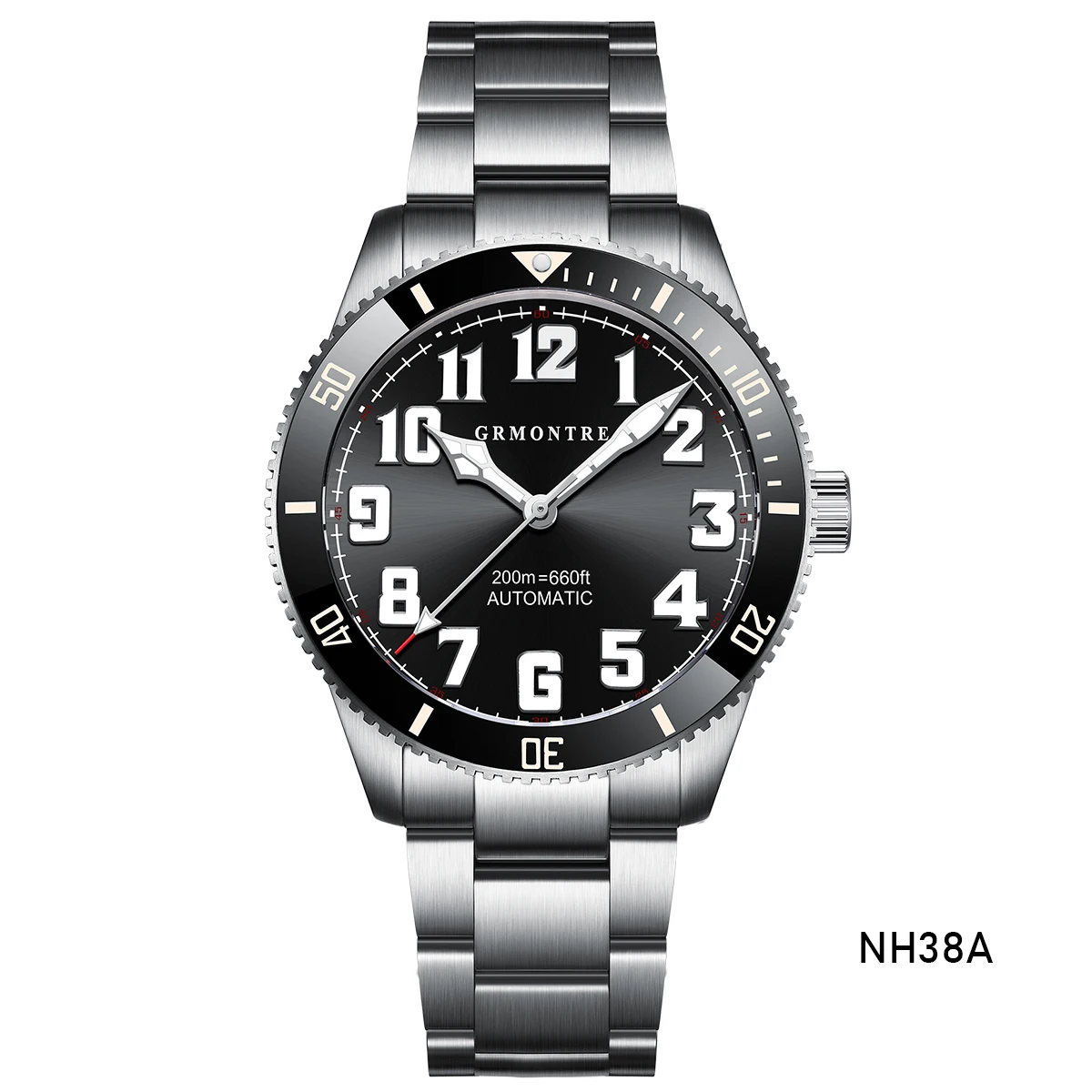Nieuwe Grmontre Duiken Mannen Horloge Zwarte Wijzerplaat Automatisch Mechanisch Horloge Vintage Date Window 40Mm Reloj Hombre