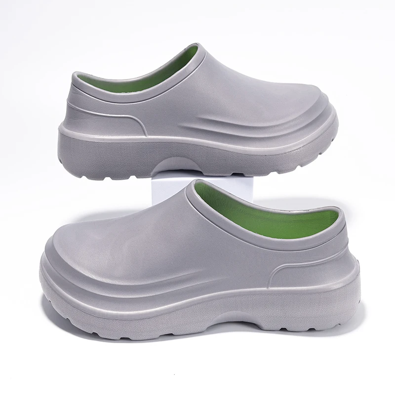 Men's Chef Waterproof, Non-Slip, Oil-Proof Kitchen-Specific Large-Size Thick-Soled Wear-Resistant Slip-On Work Safety Shoes Sand