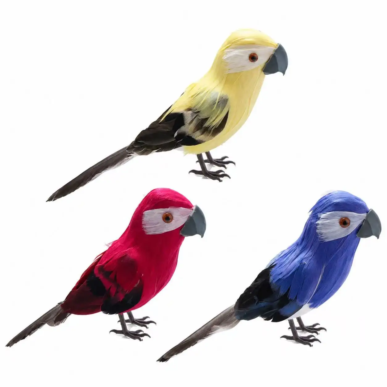 3PCS Feather Parrot Decorations Colorful Artificial Parrots for Home Garden Christmas Party Wedding Tabletop Decor