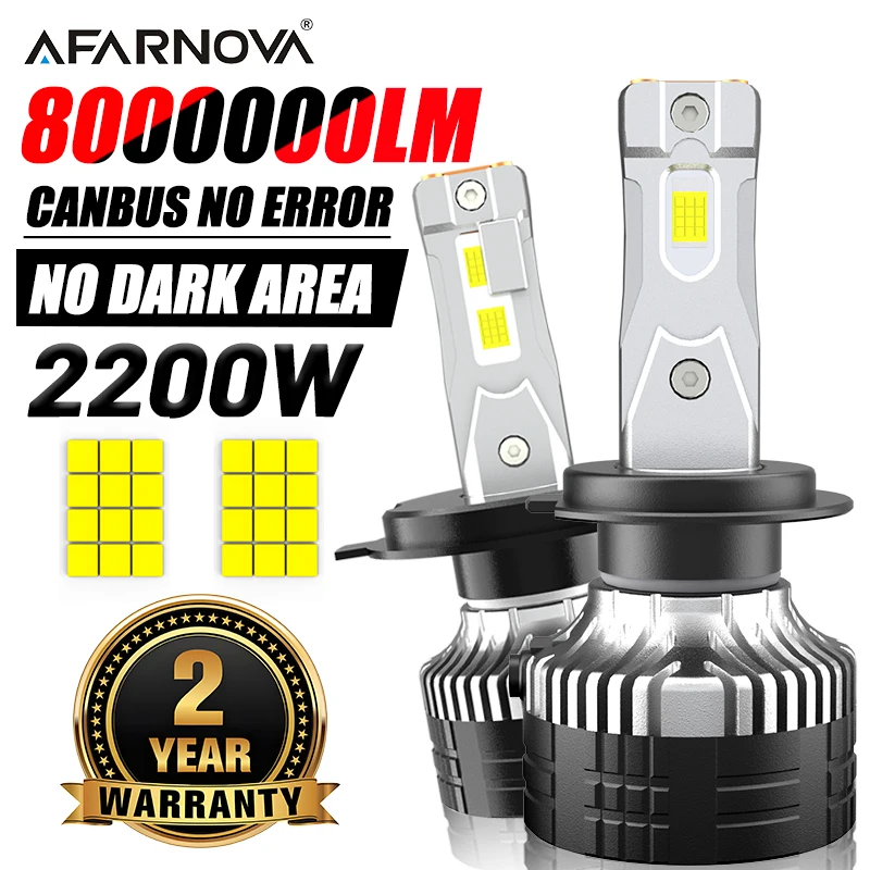 

2200W Car Lights Canbus H7 H4 H1 9006 H11 9005 H3 Super Bright LED Headlights High Low Beam Auto Fog Light Bulb White 6000K 12V