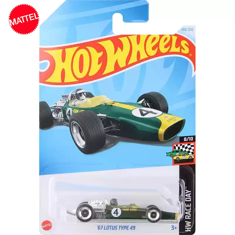 Original Hot Wheels Car 67 Lotus Type 49 Boys Toys 1/64 Diecast Vehicle Alloy Model HW Race Day Collect Brinquedos Birthday Gift