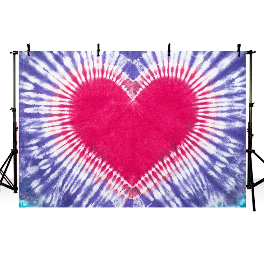 Mehofond Photography Background Tie Dye Colorful Rainbow Heart Love 60s 70s Hippie Birthday Party Decor Backdrops Photo Studio