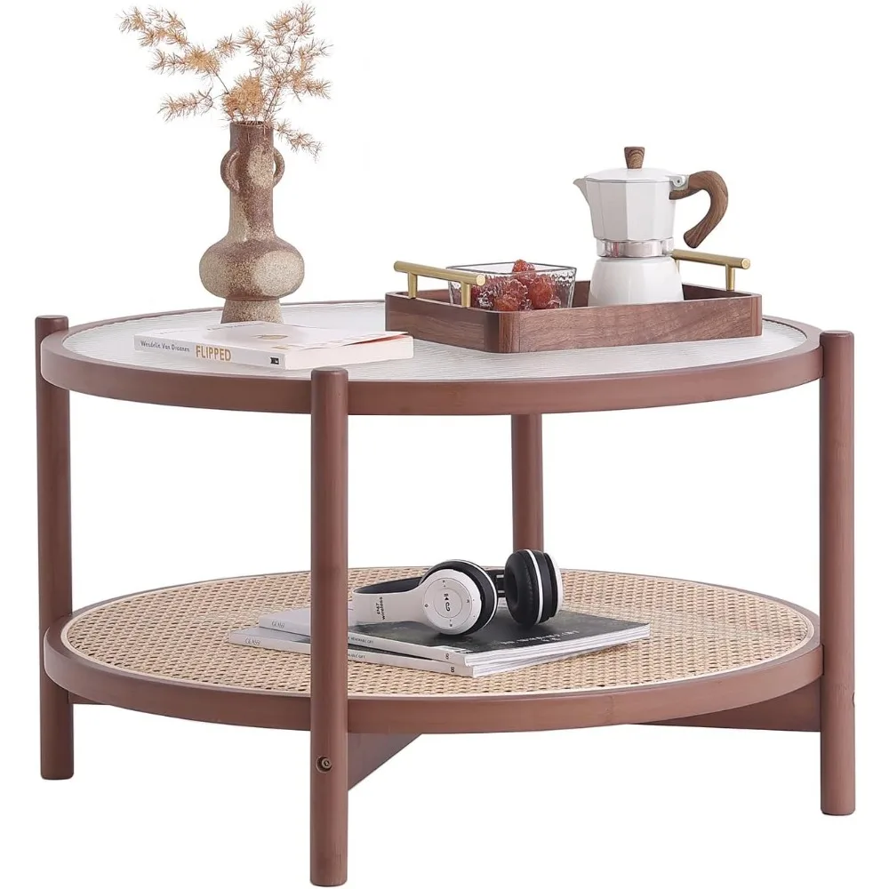 Coffee Table, Large Round End Table, 27.6 Inch Modern Side Table, Glass Sofa End for Balcony