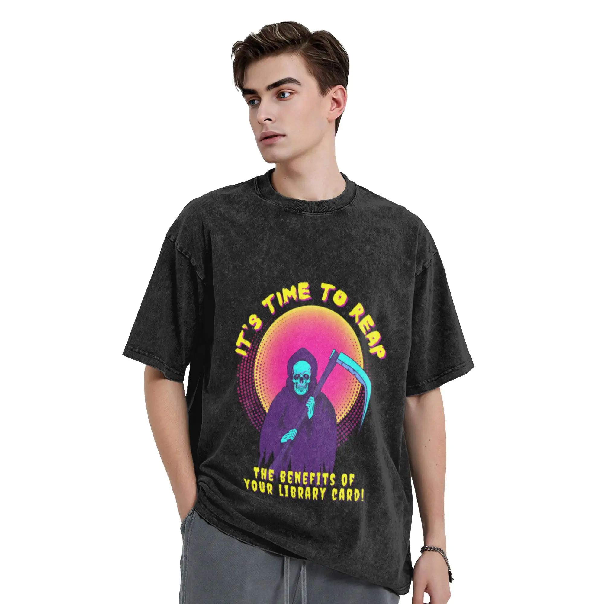 Its Time to REAP (the benefits of your library card!)  Classic A T-Shirt Oversized Short Sleeve Men's Women's Cotton Tees Tops