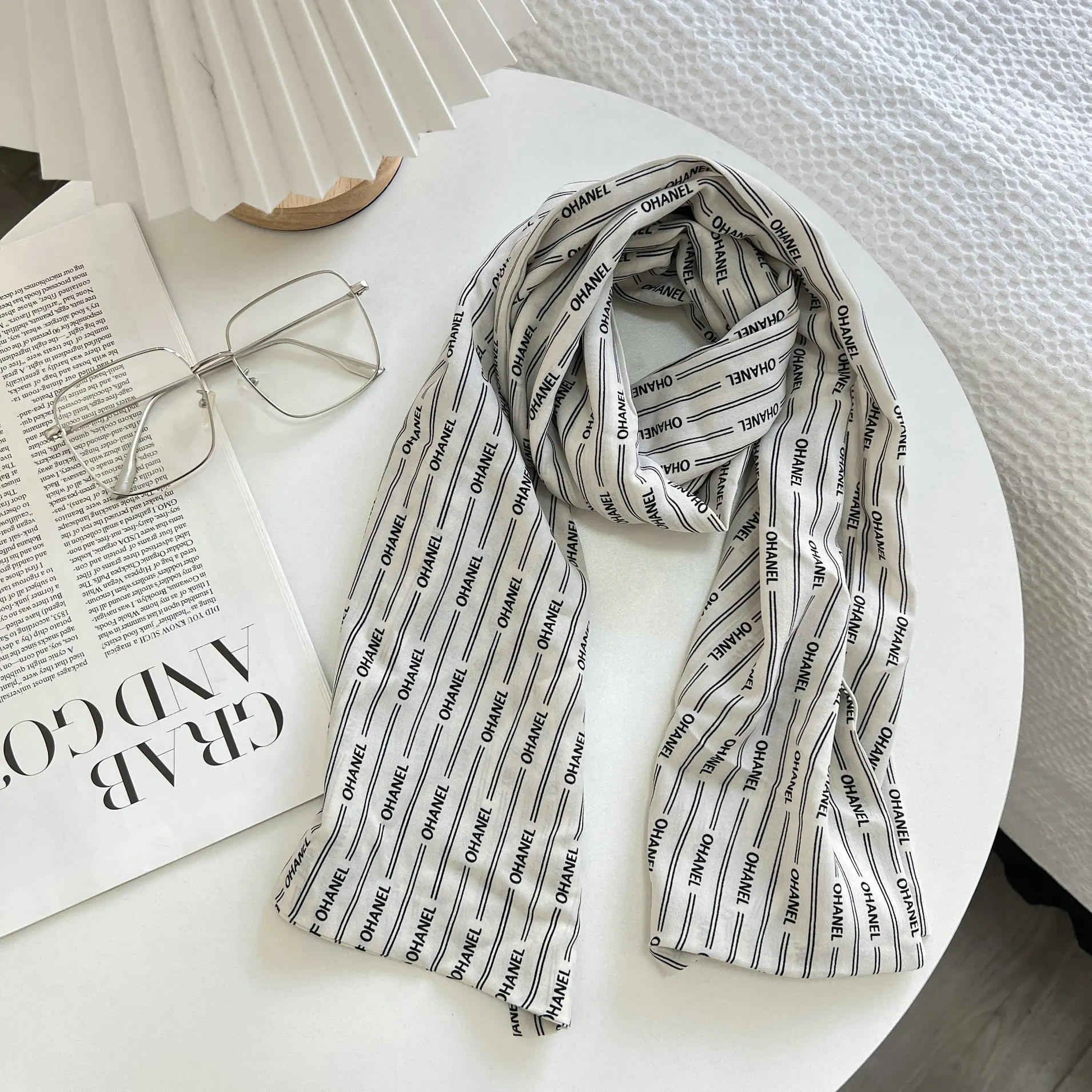 

2025 Wide Strip Long Fashion Scarf Hair Band Female Double-Layer Casual Outerwear Scarf Female Star Matching Scarf Ribbon