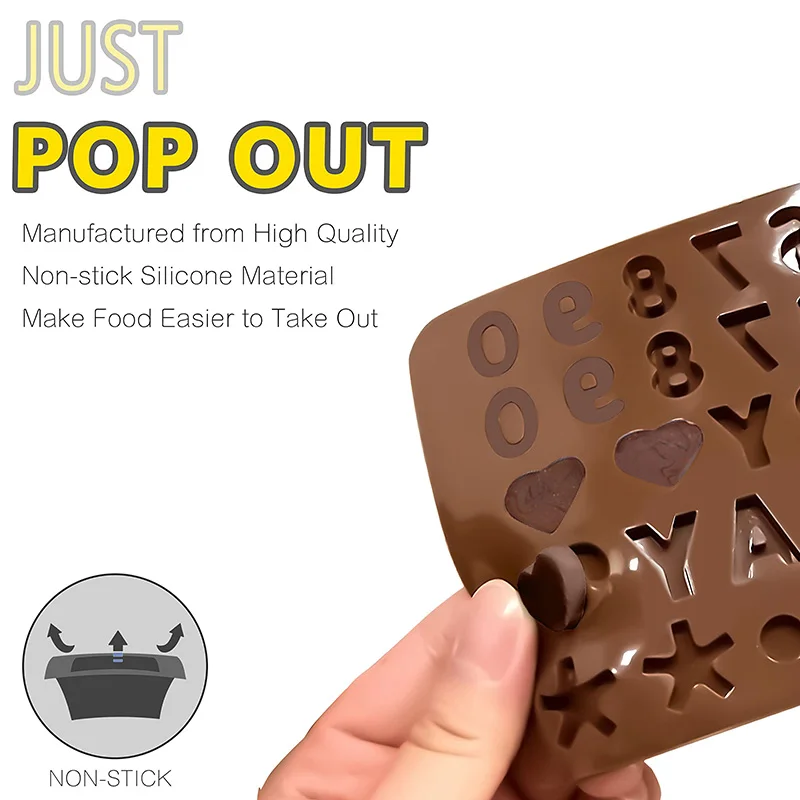 2Pack Silicone Letter Number Chocolate Molds Alphabets Numbers Baking Tool with Happy Birthday Cake Decorations Fondant Mold
