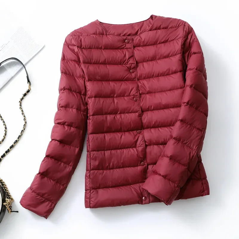 NONE Damen Daunenjacken Plus Mäntel Leichte Ente Daunenjacke Damen Matt Stoff Leichter Mantel Warmer weiblicher Windjacke Parka 4