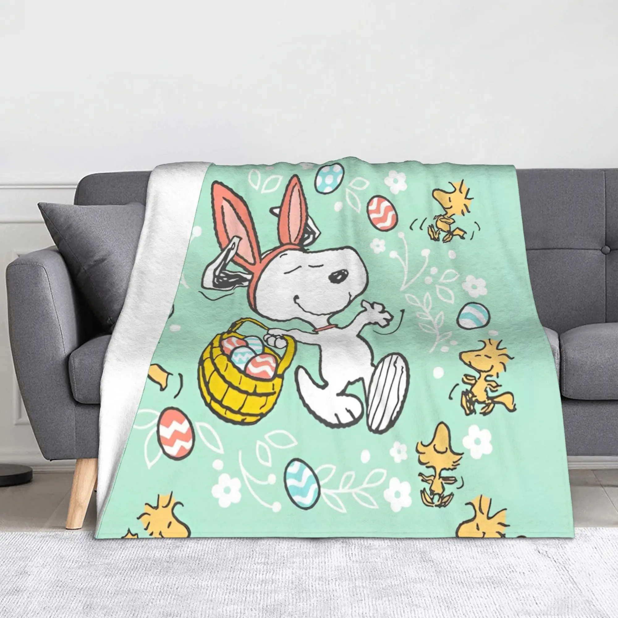 

Фланелевые пледы Happy Easter Eggs Snoopy, одеяла для домашнего офиса, супер теплое одеяло