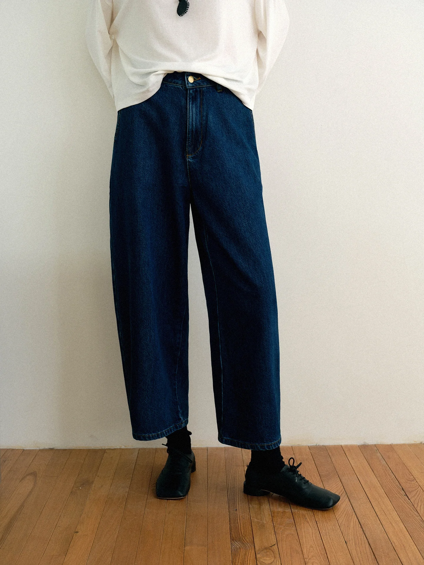 

Джинсы женские повседневные из хлопка, широкие, укороченные (7/8), с хорошей посадкой, на пуговицах, без стрейча