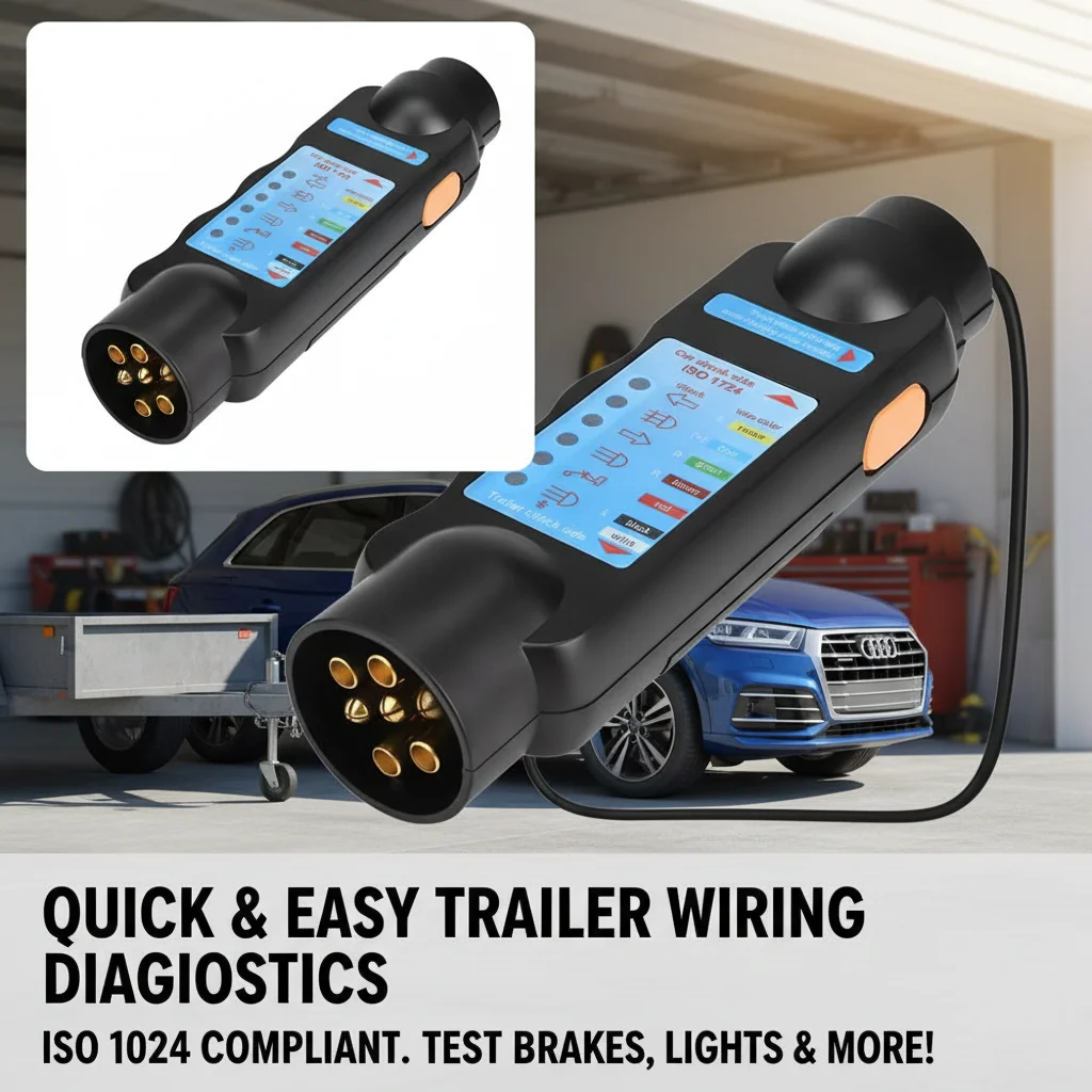 

12V Car Resistor Trailer Plug Socket Tester Connector Recorder for Electric Device Trailer Wiring Harness